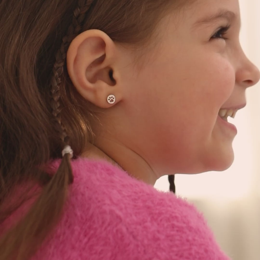 Zilveren kinderoorbellen hondenpootjes | schroefsluiting