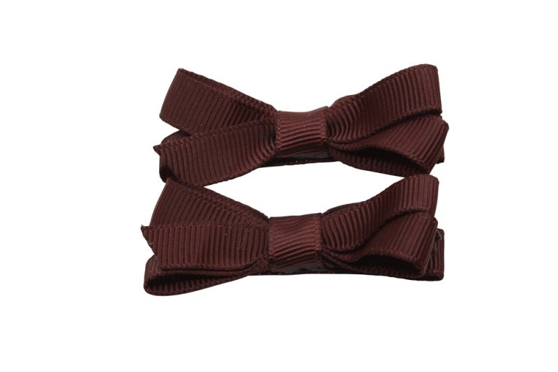 Setje alligator haarspeldjes met strikje cappuccino bruin - Staartjes en Strikjes