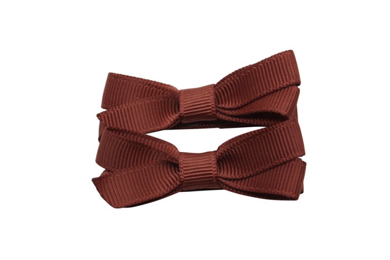 Setje alligator haarspeldjes met strikje chutney bruin - Staartjes en Strikjes