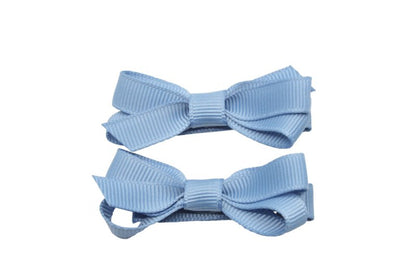 Setje alligator haarspeldjes met strikje zacht blauw - Staartjes en Strikjes