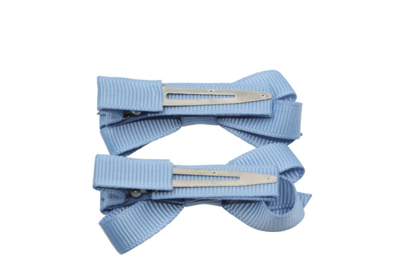 Setje alligator haarspeldjes met strikje zacht blauw - Staartjes en Strikjes