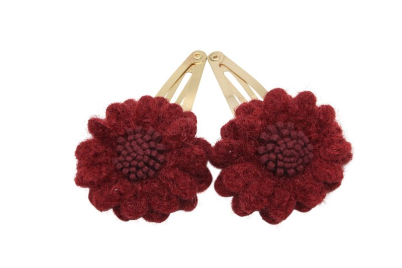 Setje goudkleurige haarspeldjes Fleur - bordeaux rood - Staartjes en Strikjes