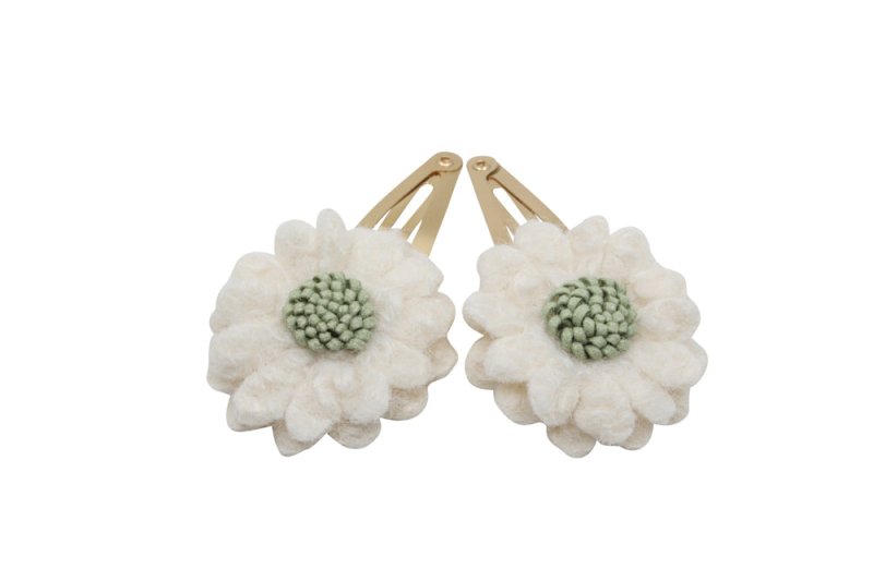 Setje goudkleurige haarspeldjes Fleur - creme/zachtgroen - Staartjes en Strikjes