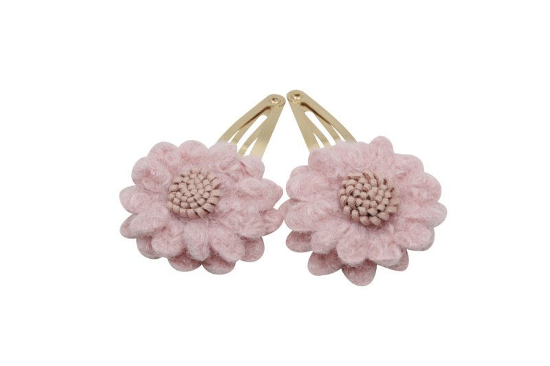 Setje goudkleurige haarspeldjes Fleur - oudroze/zacht paars - Staartjes en Strikjes