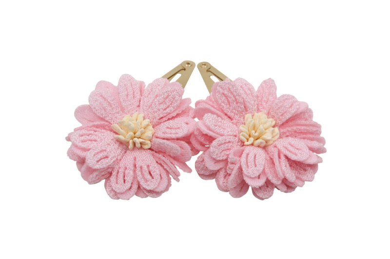 Setje goudkleurige haarspeldjes met roze bloemetjes - Staartjes en Strikjes