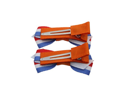 Setje kleine alligator haarspeldjes met strikje &quot;Holland&quot; - Staartjes en Strikjes