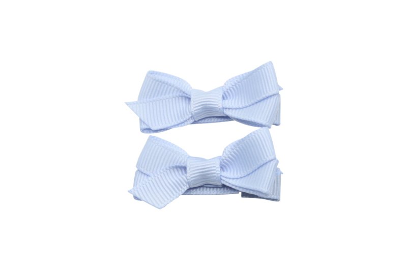 Setje kleine alligator haarspeldjes met strikje licht blauw - Staartjes en Strikjes