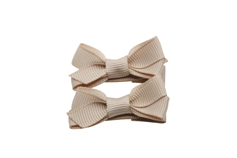 Setje kleine alligator haarspeldjes met strikje tan bruin - Staartjes en Strikjes