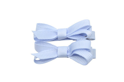 Setje mini alligator haarspeldjes met strikje - licht blauw - Staartjes en Strikjes