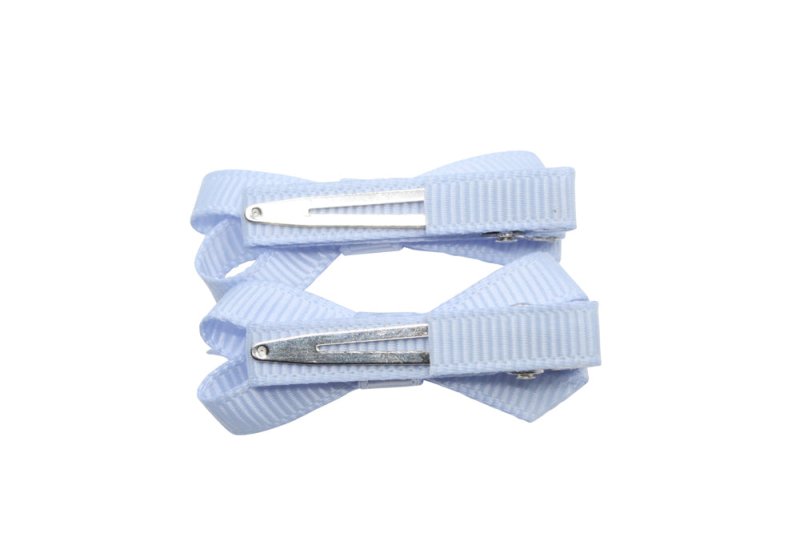 Setje mini alligator haarspeldjes met strikje - licht blauw - Staartjes en Strikjes
