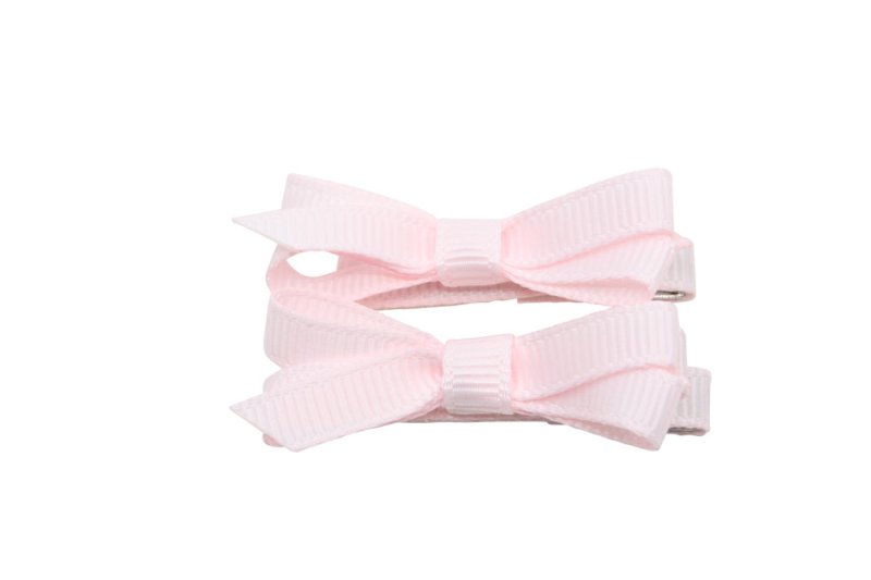 Setje mini alligator haarspeldjes met strikje - licht roze - Staartjes en Strikjes