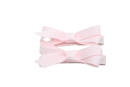 Setje mini alligator haarspeldjes met strikje - licht roze - Staartjes en Strikjes