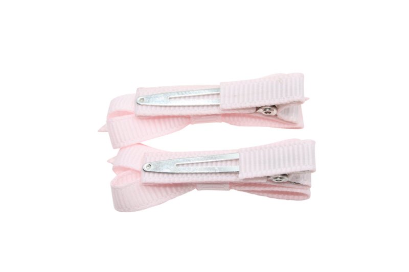 Setje mini alligator haarspeldjes met strikje - licht roze - Staartjes en Strikjes