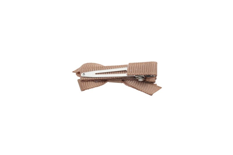 Setje mini alligator haarspeldjes met strikje naturel bruin - Staartjes en Strikjes