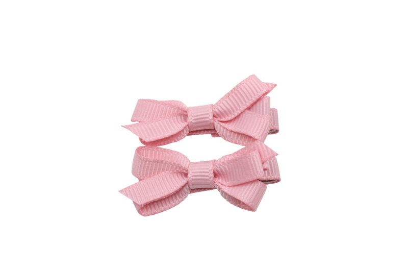 Setje mini alligator haarspeldjes met strikje roze - Staartjes en Strikjes