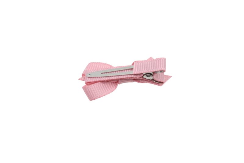 Setje mini alligator haarspeldjes met strikje roze - Staartjes en Strikjes