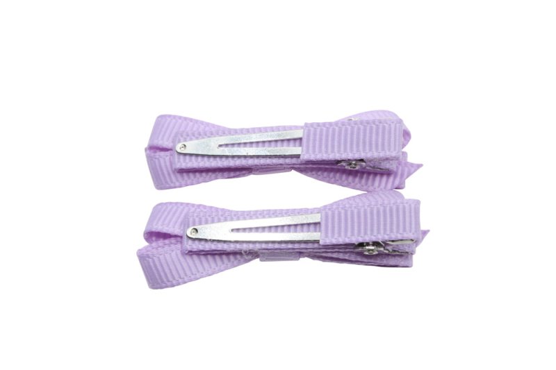 Setje mini alligator haarspeldjes met strikje - zacht paars - Staartjes en Strikjes
