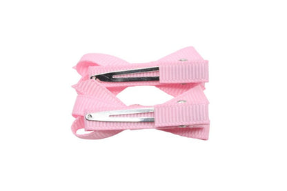 Setje mini alligator haarspeldjes met strikje - zacht roze - Staartjes en Strikjes