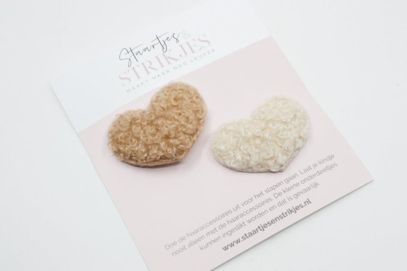Setje van 2 anti - slip baby haarspeldjes Heart - Staartjes en Strikjes