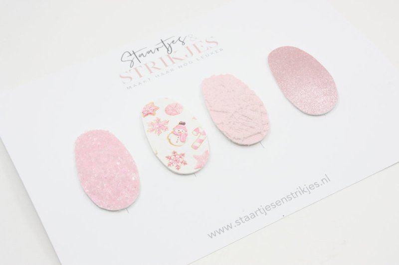 Setje van 4 anti - slip baby haarspeldjes Pink Christmas - Staartjes en Strikjes