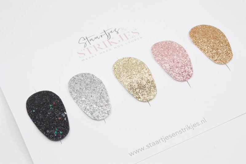 Setje van 5 anti - slip baby haarspeldjes Glitter Christmas - Staartjes en Strikjes