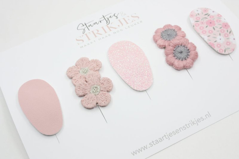 Setje van 5 anti - slip baby haarspeldjes Olivia - Staartjes en Strikjes
