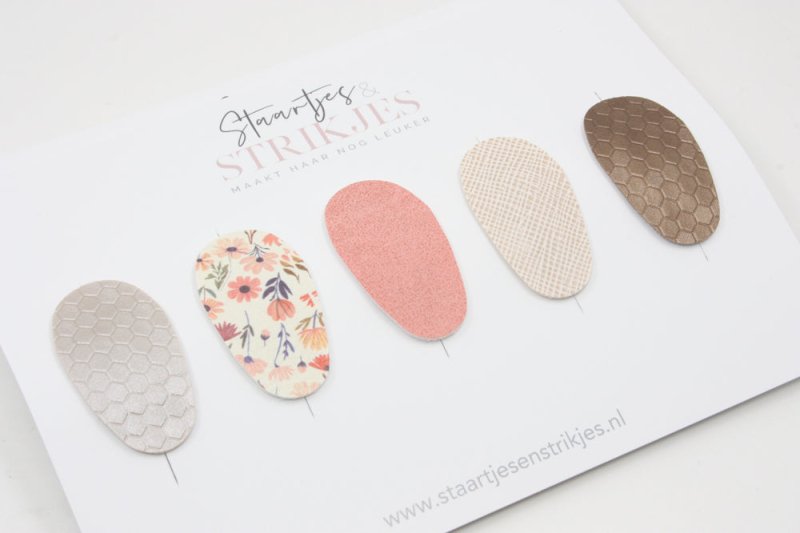 Setje van 5 anti - slip baby haarspeldjes Rosa - Staartjes en Strikjes