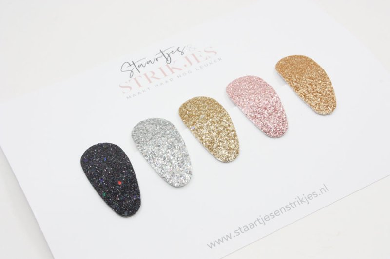 Setje van 5 baby haarspeldjes Glitter Christmas - Staartjes en Strikjes