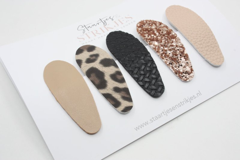 Setje van 5 grote haarspeldjes Benthe - Staartjes en Strikjes