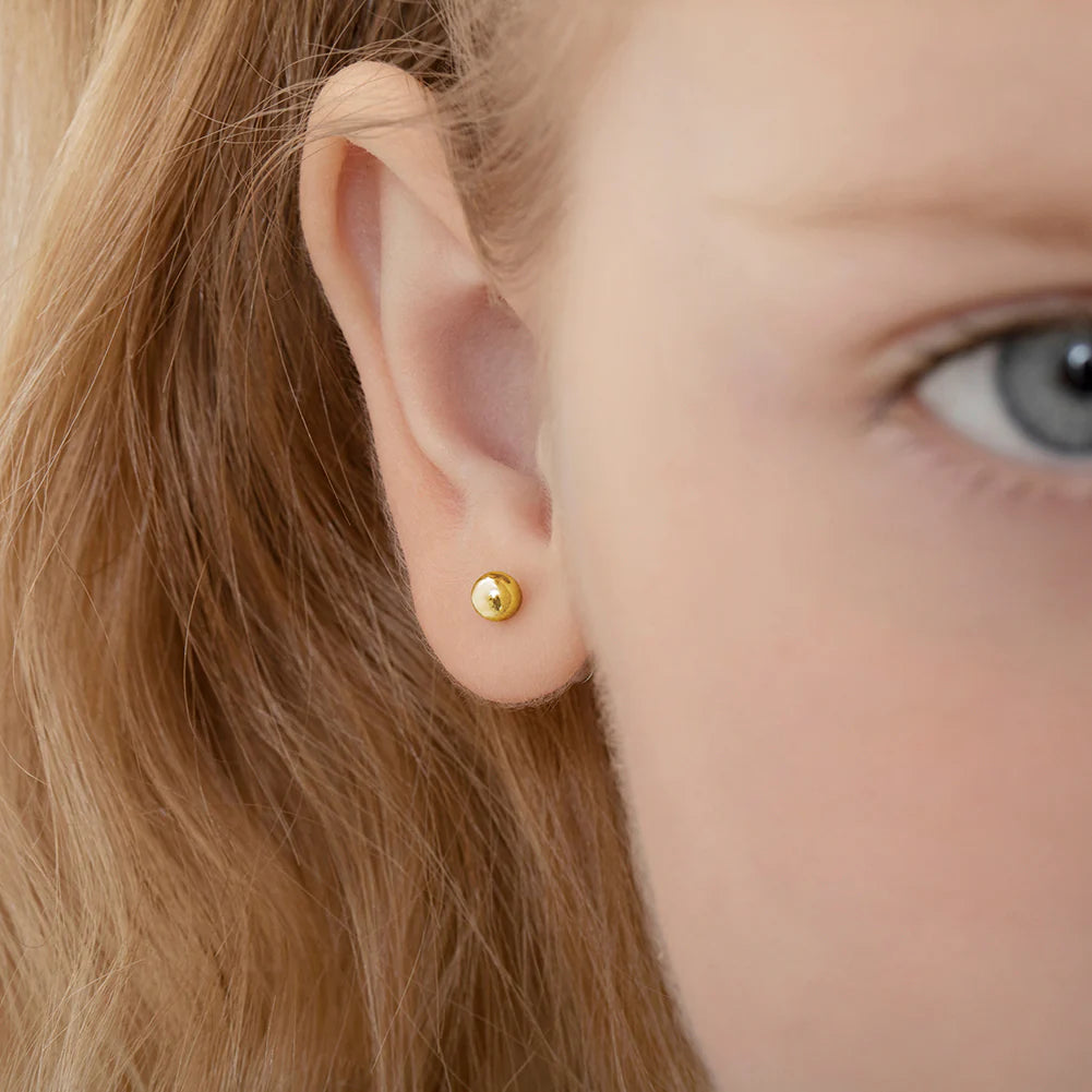 Silver child earrings gold-plated ball 3 mm. | screw back
