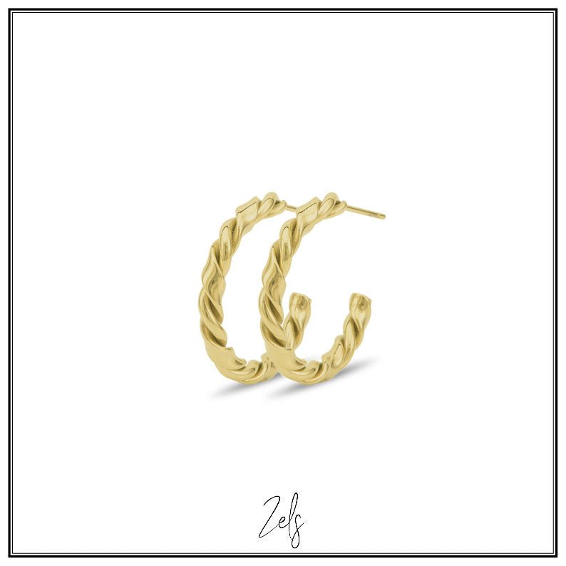 Stalen oorbellen goudkleurige oorringen 25 mm | Zels - Staartjes en Strikjes