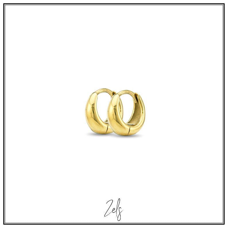 Stalen oorbellen, kleine goldplated oorringen 7 mm | Zels - Staartjes en Strikjes