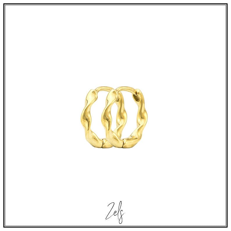 Stalen oorbellen, kleine goudkleurige twisted oorringen 9 mm | Zels - Staartjes en Strikjes