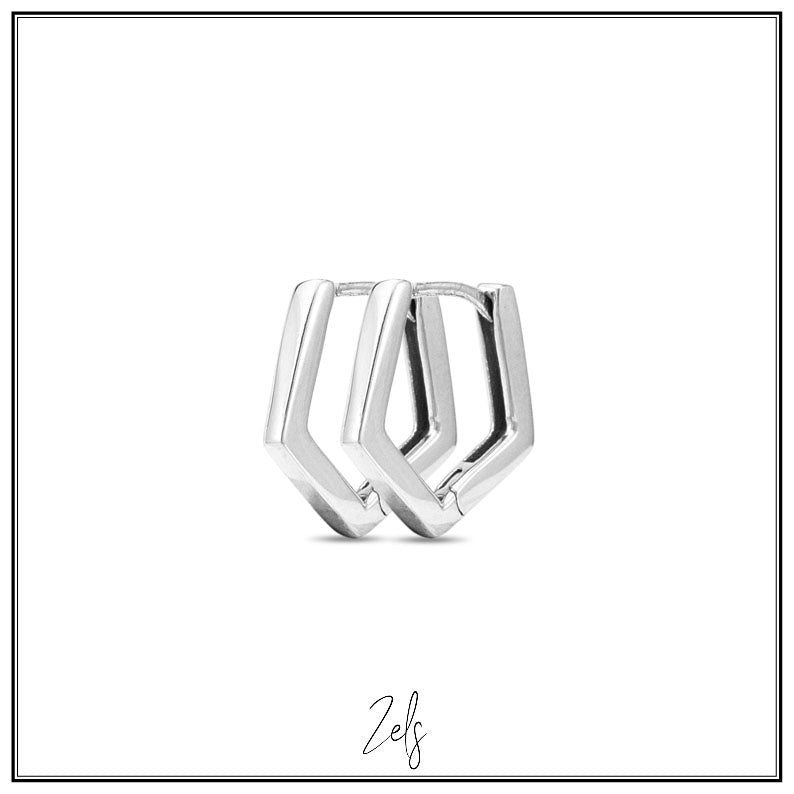 Stalen oorbellen, kleine hoekige oorringen 10 mm | Zels - Staartjes en Strikjes