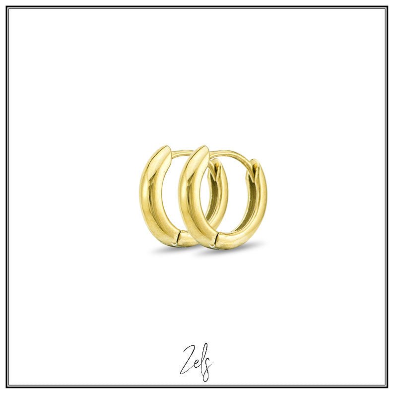 Stalen oorbellen, kleine oorringen goldplated 9 mm | Zels - Staartjes en Strikjes