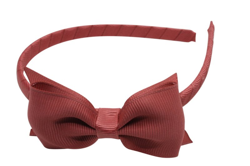 Strik diadeem/haarband lint cinnabar rood - Staartjes en Strikjes