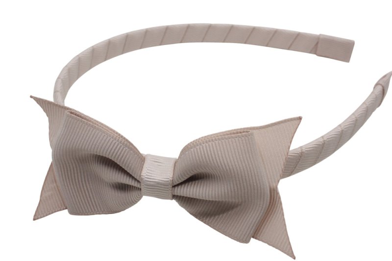 Strik diadeem/haarband lint taupe bruin - Staartjes en Strikjes