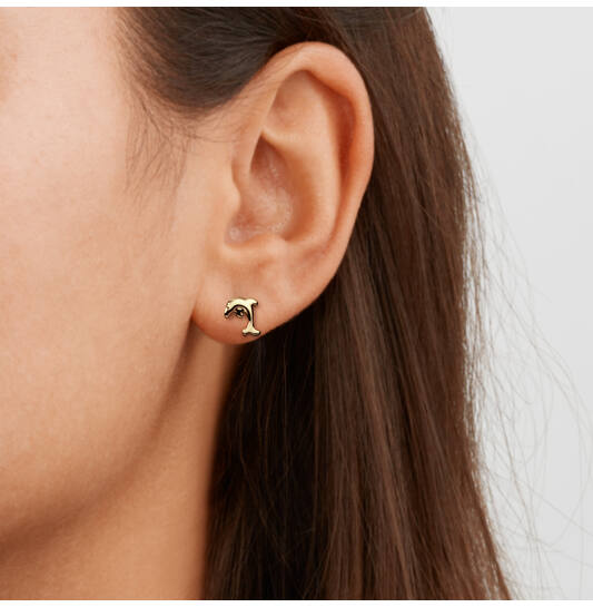 Titanium kinderoorbellen Boccia dolfijn goudkleurig - Staartjes en Strikjes