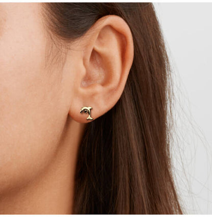 Titanium kinderoorbellen Boccia dolfijn goudkleurig - Staartjes en Strikjes