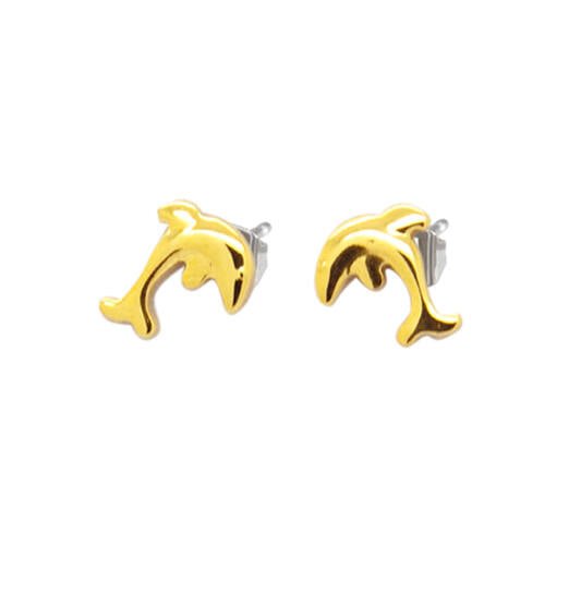 Titanium kinderoorbellen Boccia dolfijn goudkleurig - Staartjes en Strikjes