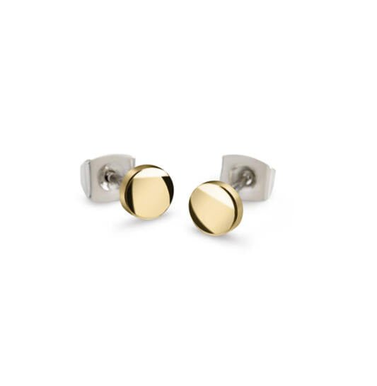 Titanium oorbellen Boccia rond goudkleurig - 5 mm. - Staartjes en Strikjes