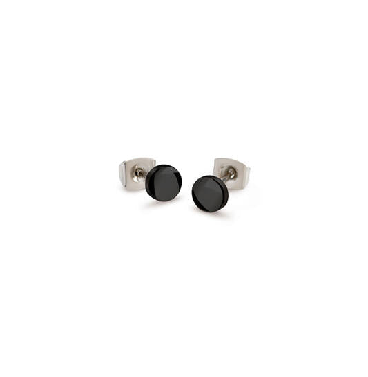 Titanium oorbellen Boccia rond zwart - 5 mm. - Staartjes en Strikjes
