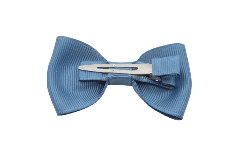 Vlinder haarstrik antiek blauw op alligatorspeldje zonder tandjes - Staartjes en Strikjes