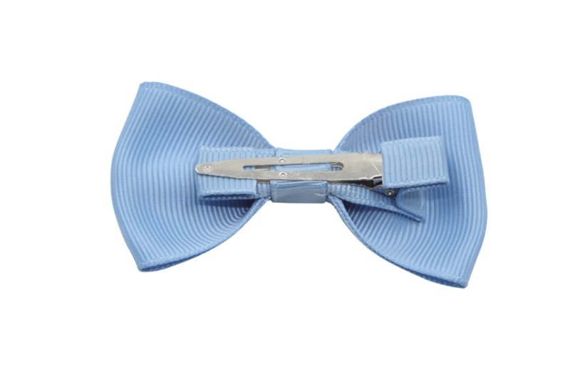 Vlinder haarstrik zacht blauw op alligatorspeldje zonder tandjes - Staartjes en Strikjes