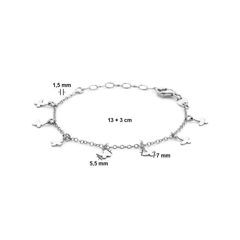 Zilveren armbandje met vlindertjes - Staartjes en Strikjes