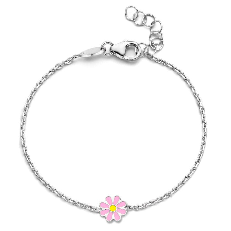 Zilveren armbandje verstelbaar bloemetje roze Naiomy Princess - Staartjes en Strikjes