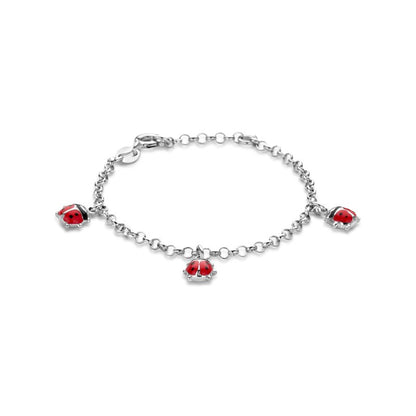 Zilveren bedel armbandje met lieveheersbeestjes - Staartjes en Strikjes