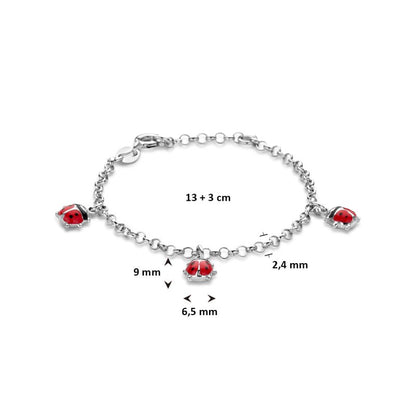 Zilveren bedel armbandje met lieveheersbeestjes - Staartjes en Strikjes