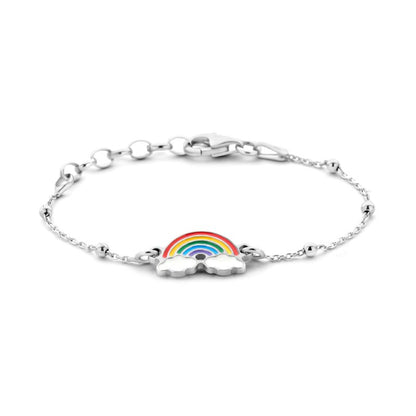 Zilveren bedel armbandje regenboog - Staartjes en Strikjes