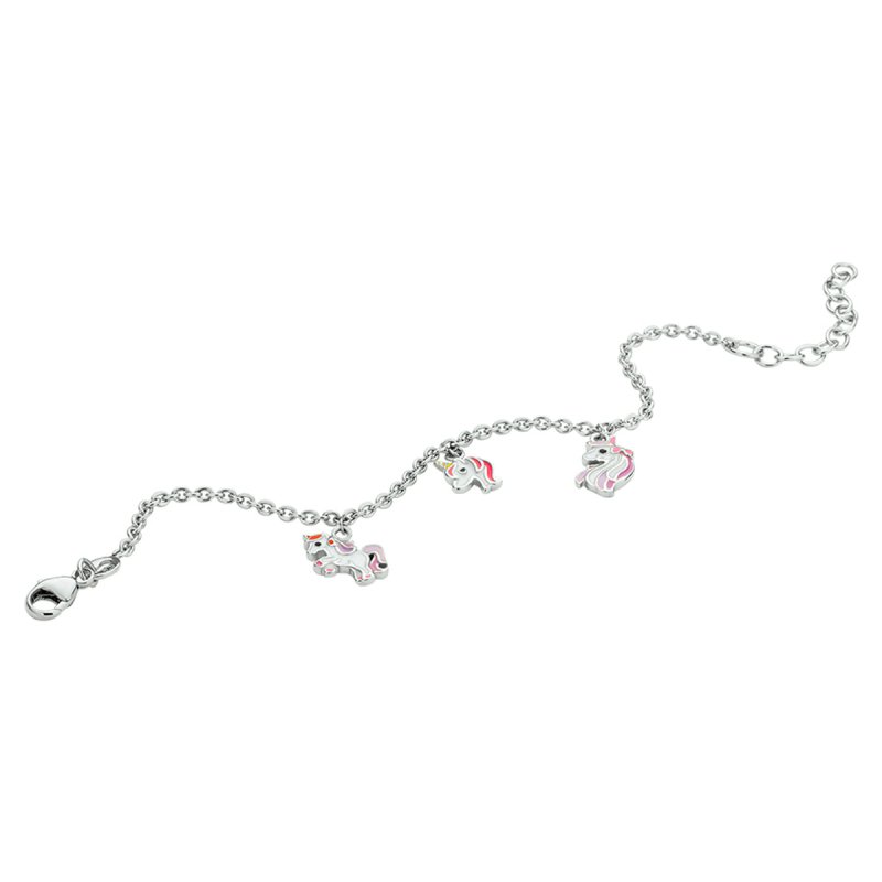 Zilveren bedel kinderarmbandje eenhoorn variatie - Staartjes en Strikjes